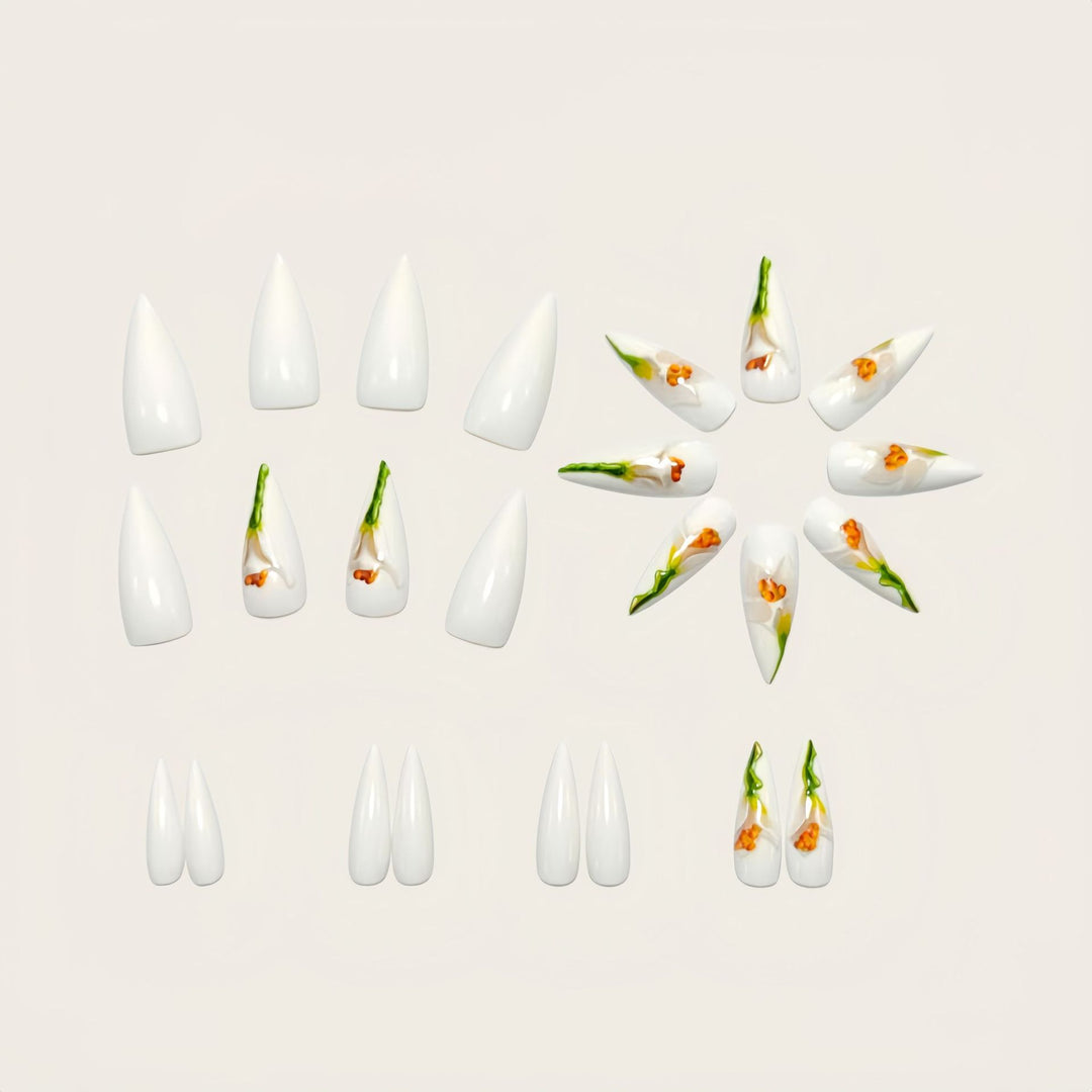 Artificial nails in floral 3D design Bowlift