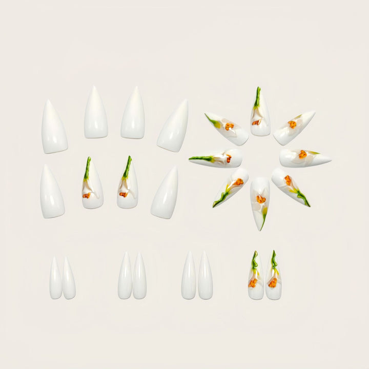 Artificial nails in floral 3D design Bowlift