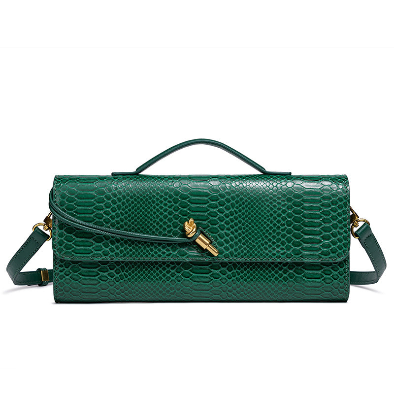 Embossed Snake Print Evening Clutch Bowlift
