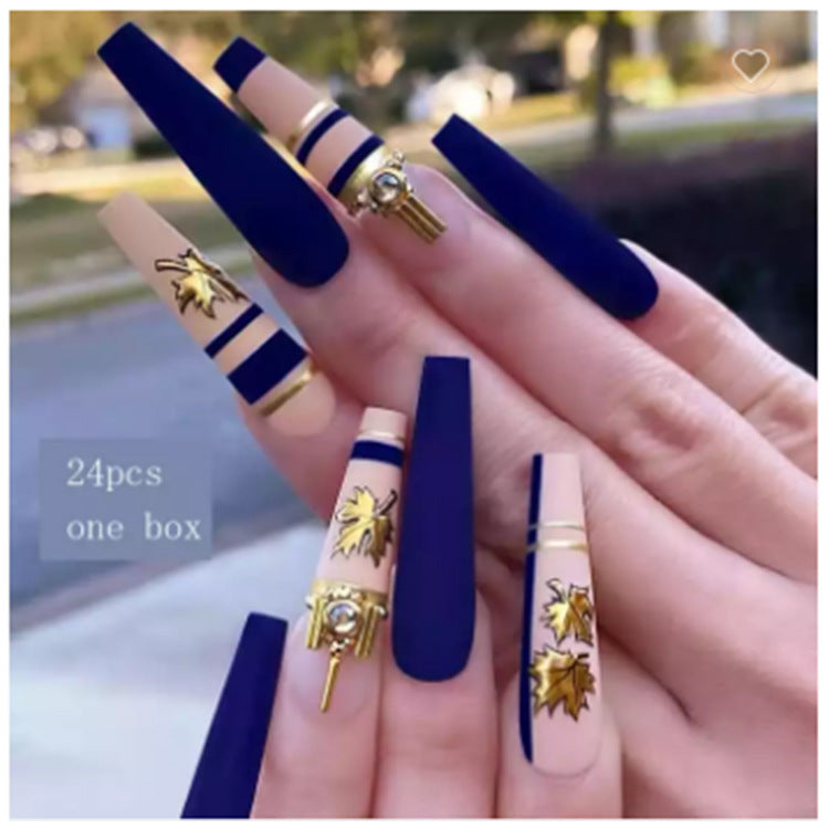 Artificial nail set with elegant leaf design and matte finish Bowlift