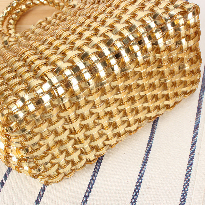 Handbag Made of Woven Natural Material with Elegant Accents Bowlift