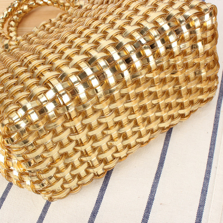 Handbag Made of Woven Natural Material with Elegant Accents Bowlift