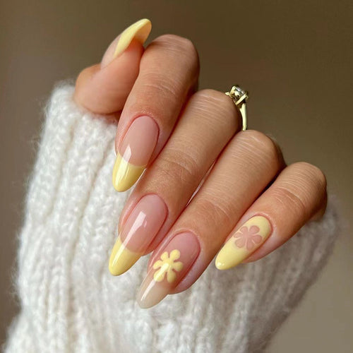 Artful nail designs with floral accents and gradient Bowlift