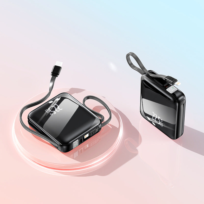 Portable power bank with integrated charging cable and digital display Bowlift