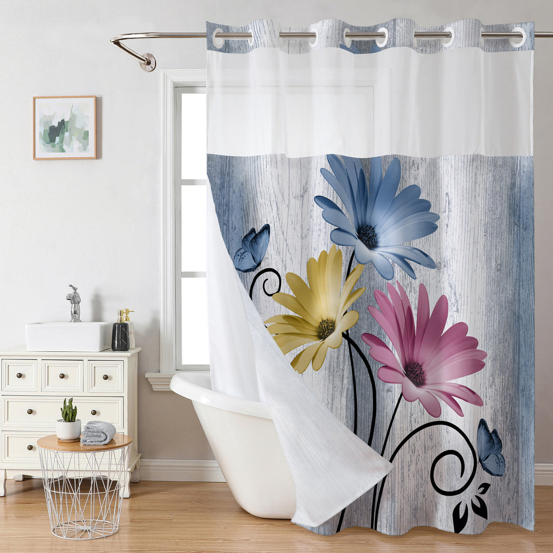 Floral Print Shower Curtain Bowlift