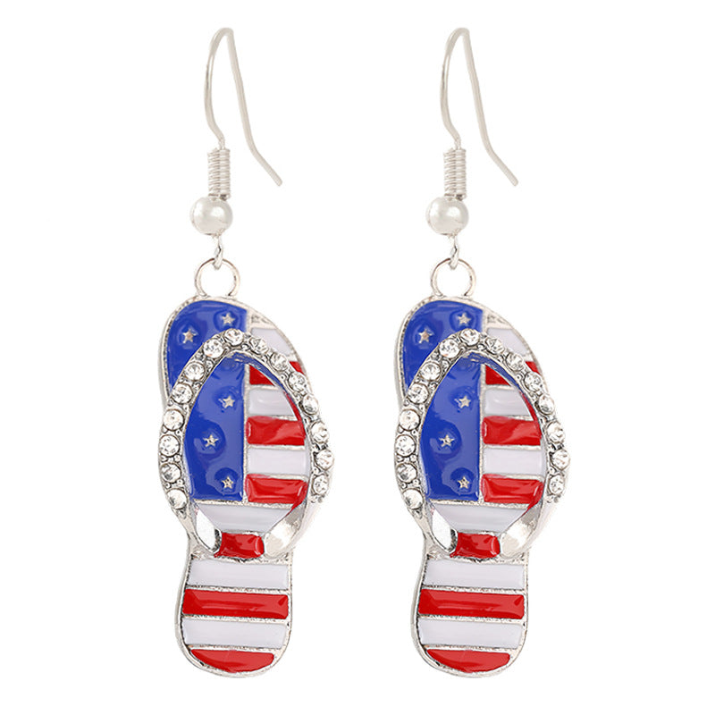 Women's nan patriotic horseshoe enamel dangle earrings with star-accented design and fishhook findings Bowlift