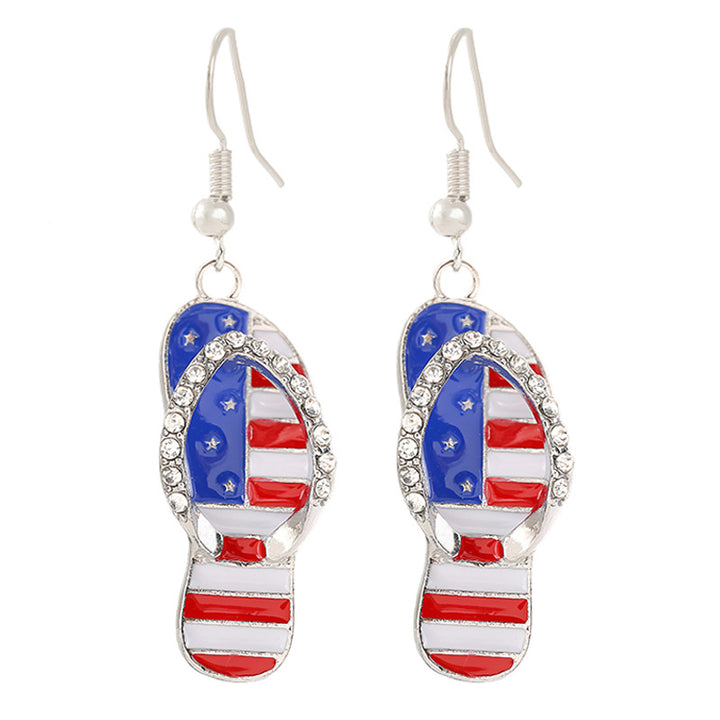 Women's nan patriotic horseshoe enamel dangle earrings with star-accented design and fishhook findings Bowlift