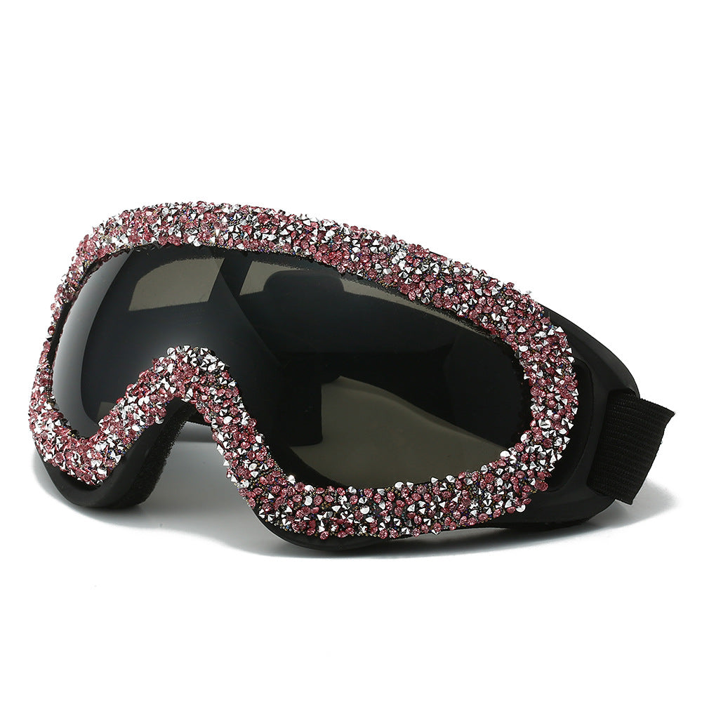 Ladies sporty ski goggles with glamorous crystal embellishments Bowlift