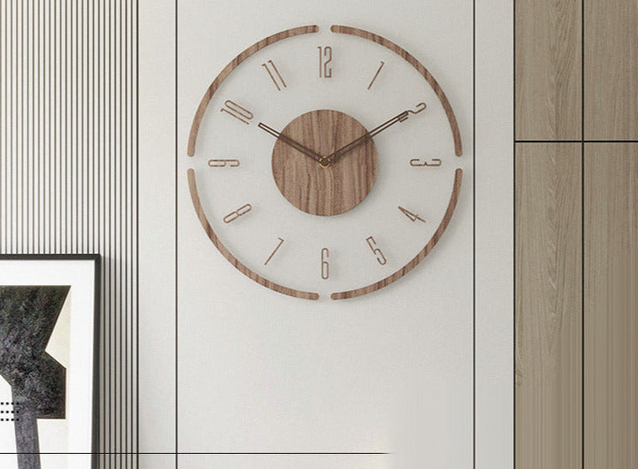 Nordic Silent Wall Decoration Clock Made of Real Wood, 35 cm | Silent and Stylish | Bowlift