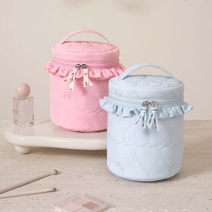 Quilted Makeup Storage Canister Bowlift