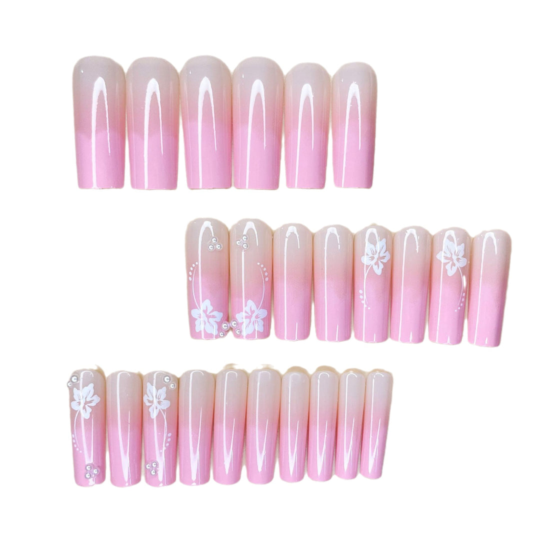 Floral Glitter Nail Extensions Bowlift