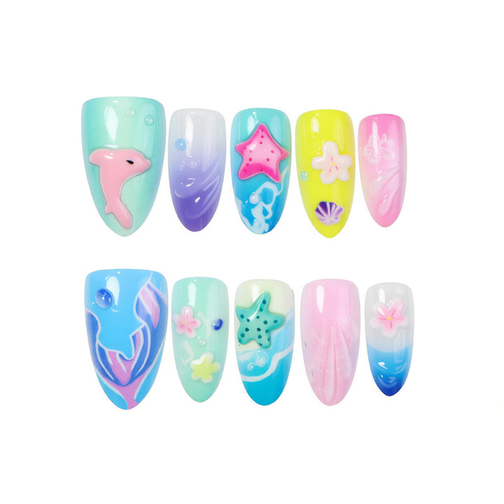 Ocean-Inspired Themed Press-On Nail Art Set Bowlift