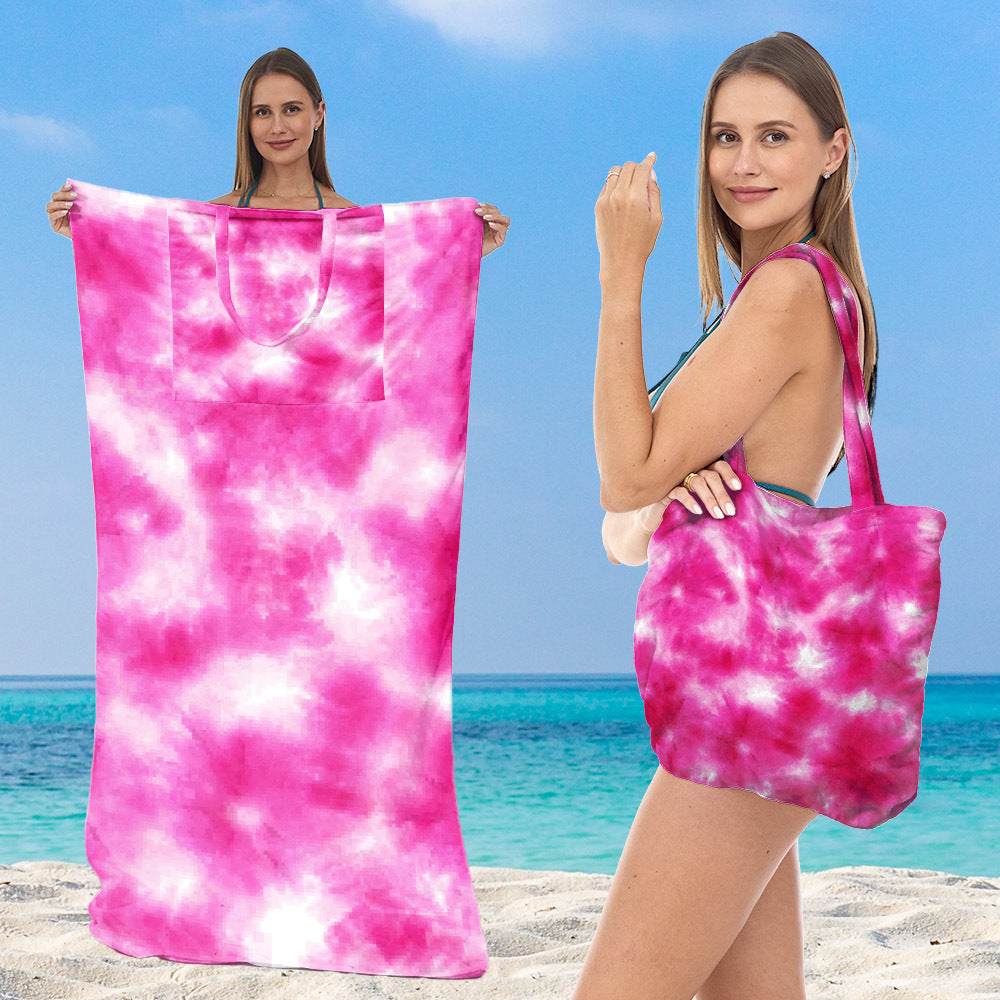 Beach towel with integrated tote bag design Bowlift