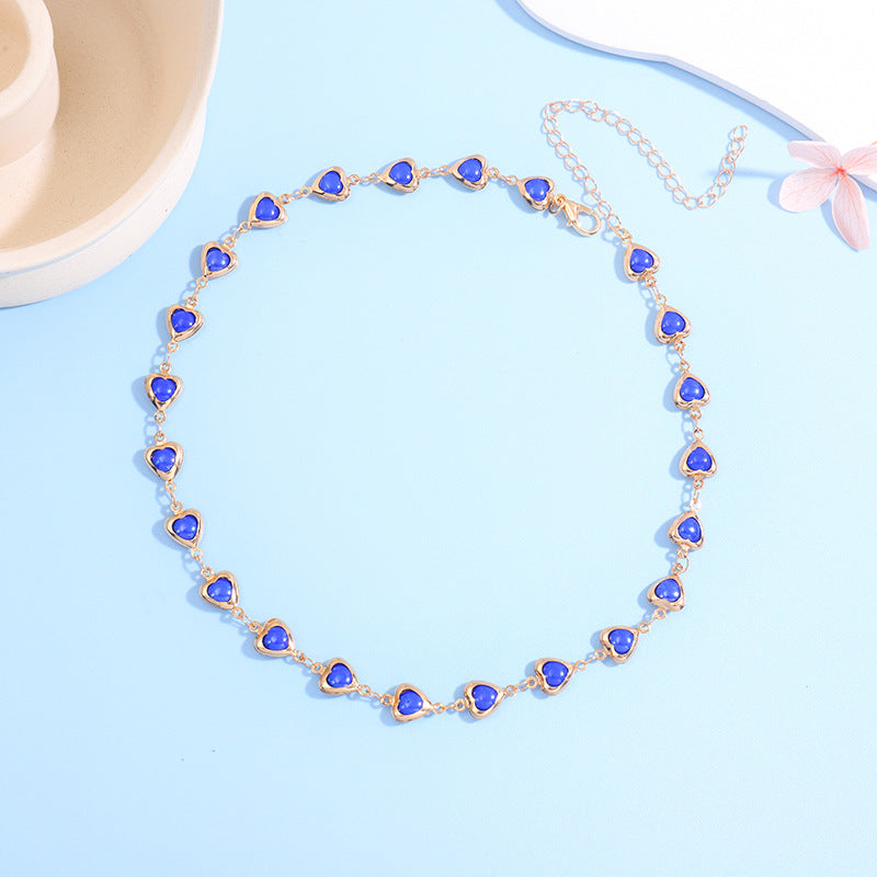 Heart-Shaped Gemstone Choker Necklace Bowlift