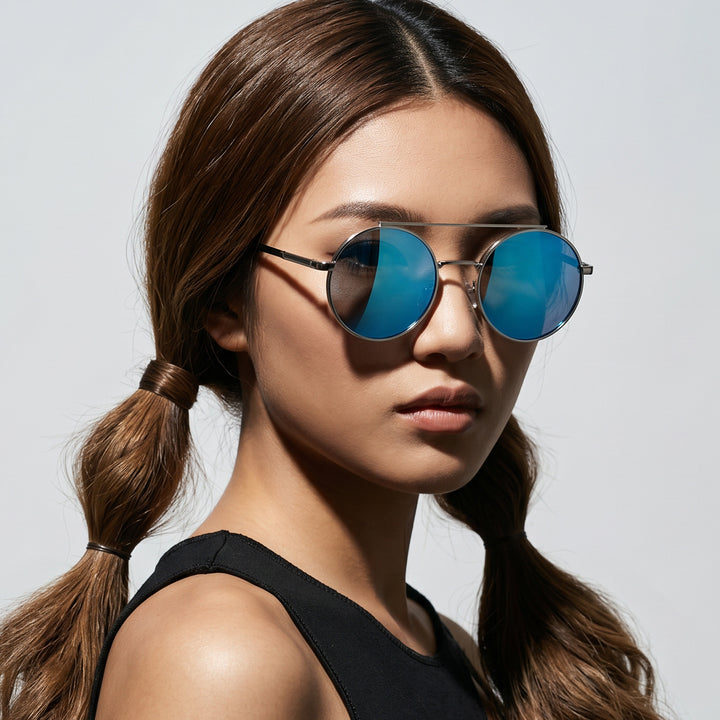 Women's round sunglasses with stylish metal frame Bowlift