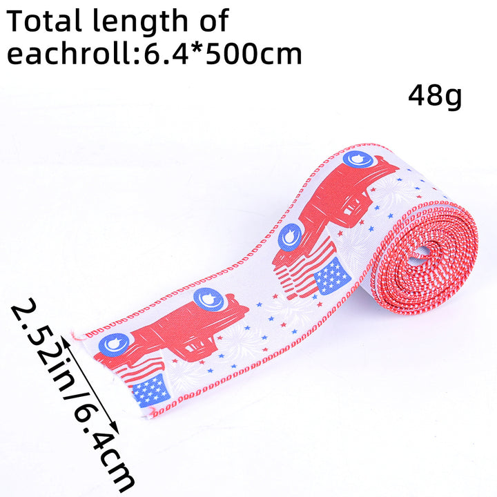 Unisex nan decorative wired Americana craft ribbon set with stars stripes truck and flag print Bowlift