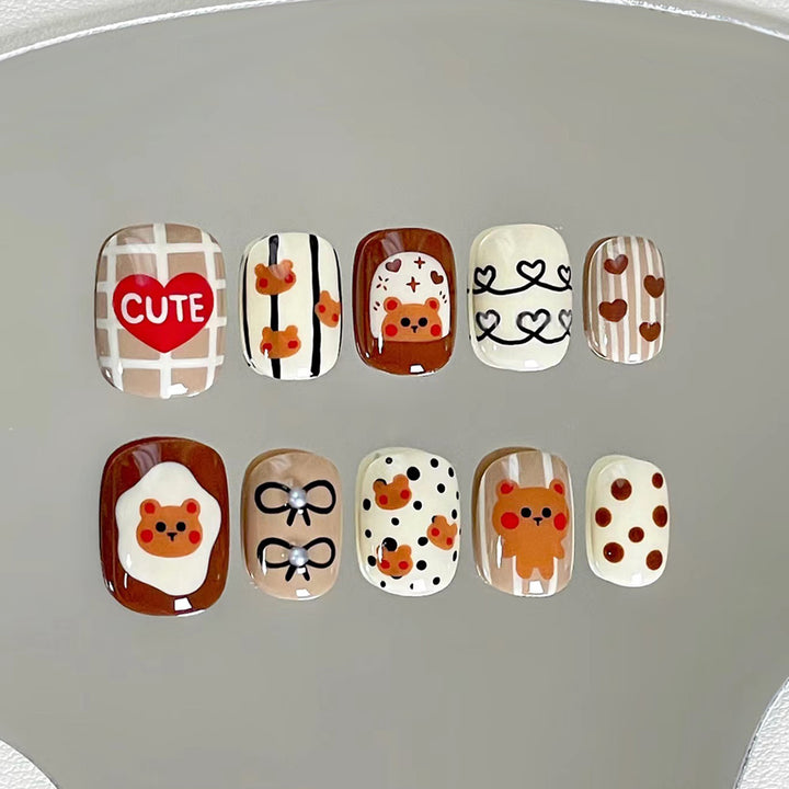 Elegant Long Press-On Nails Set with Artistic Tips Bowlift