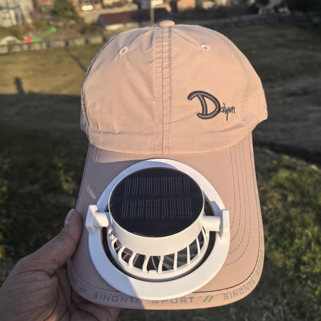 Sporty baseball cap with detachable solar fan Bowlift