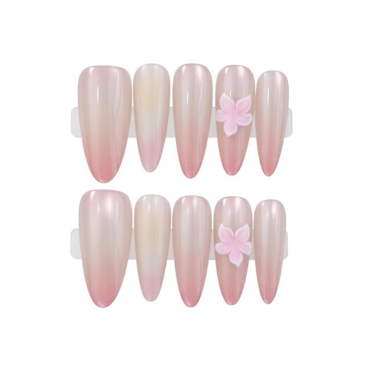 Elegant Press-On Nail Set with Floral Accents Bowlift