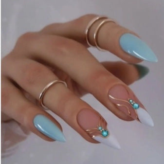 Artistic Press-On Nail Set with Elegant Detailing Bowlift