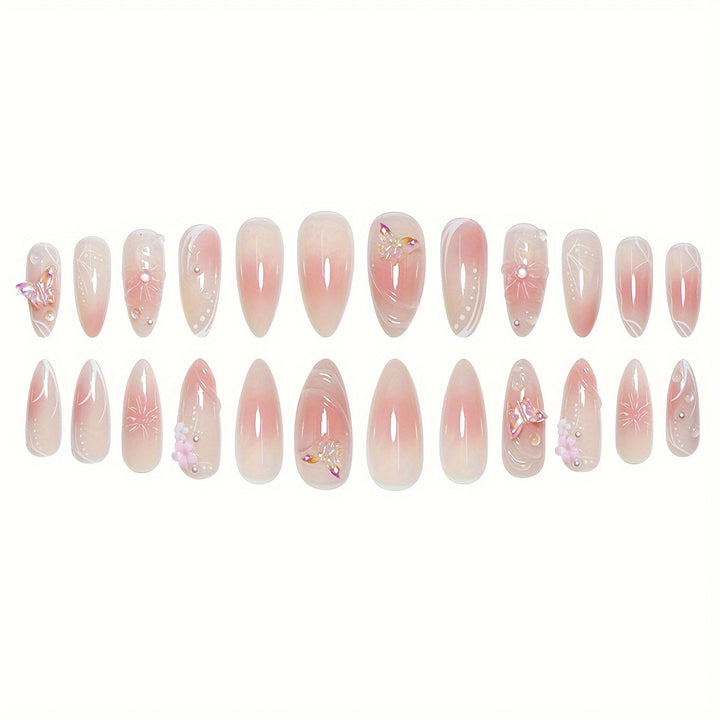 Artistic Infused Floral Press-On Nail Set Bowlift