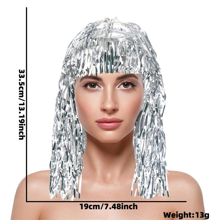 Women's nan metallic foil fringe hula skirt with elastic waistband party costume Bowlift