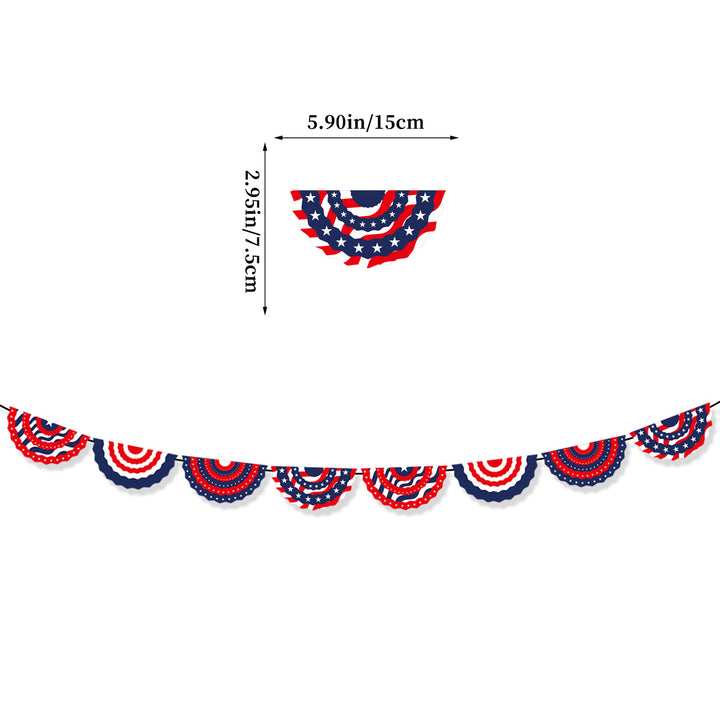 Unisex decorative paper fan garland with wavy semicircle pennants and star pattern Bowlift