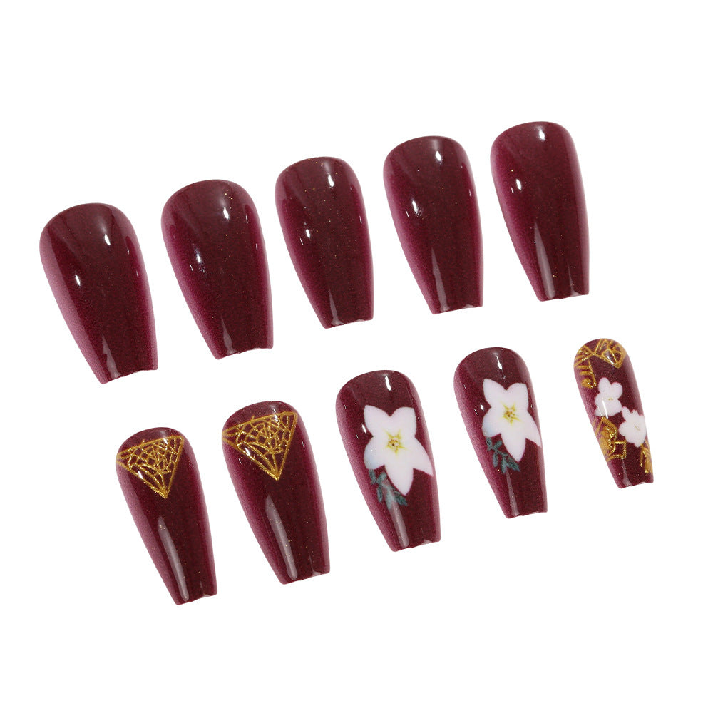 Trendy artificial nails with floral accents Bowlift