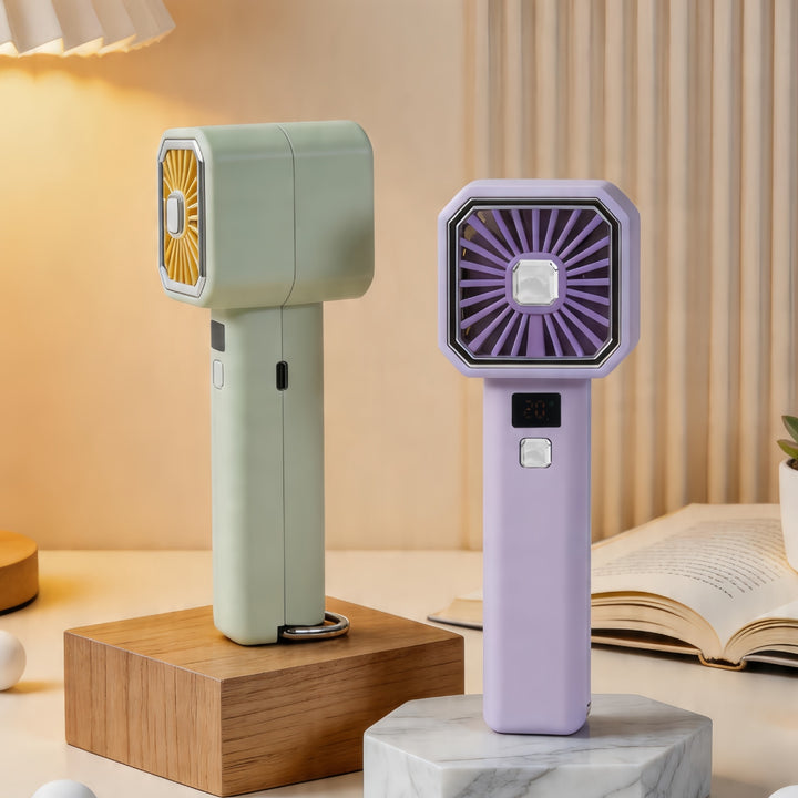 Women Portable Hand Fan with Digital Display Bowlift