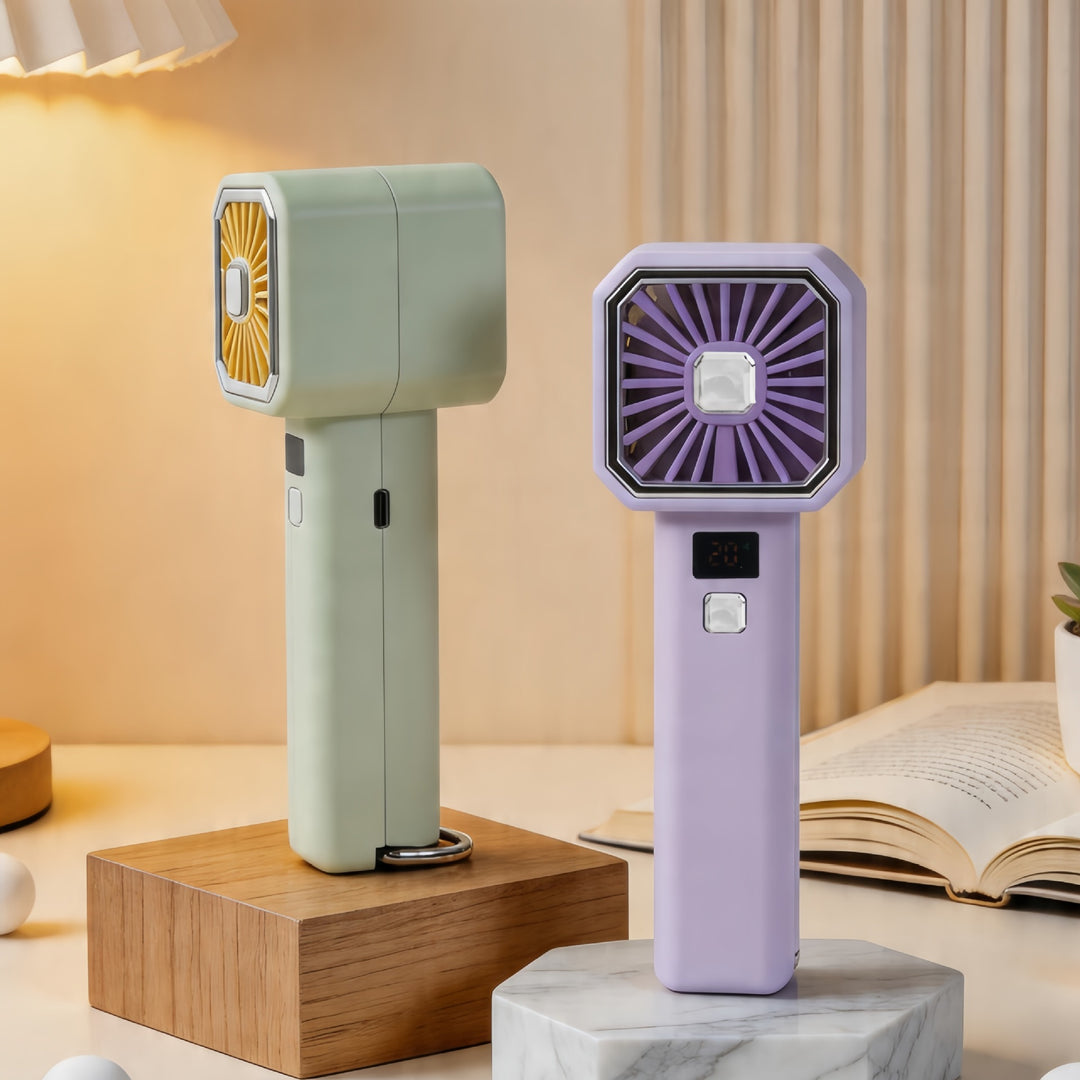 Women portable hand fan with digital speed display Bowlift