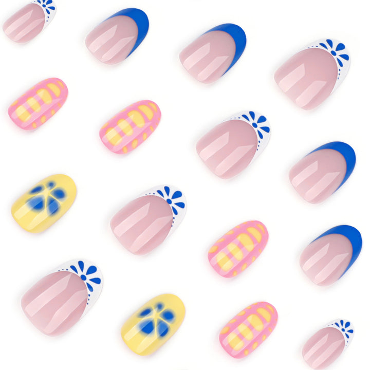 Artificial nail art with colorful summer design Bowlift