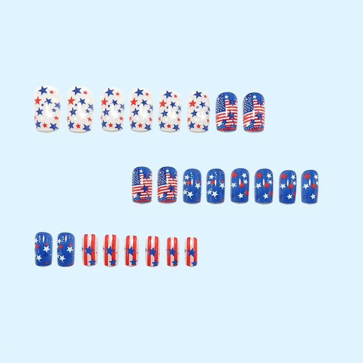 Artificial nails with patriotic star design Bowlift