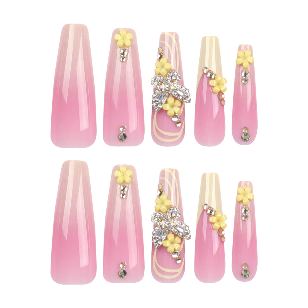 Artful Nail Art with Flower and Butterfly Accents Bowlift