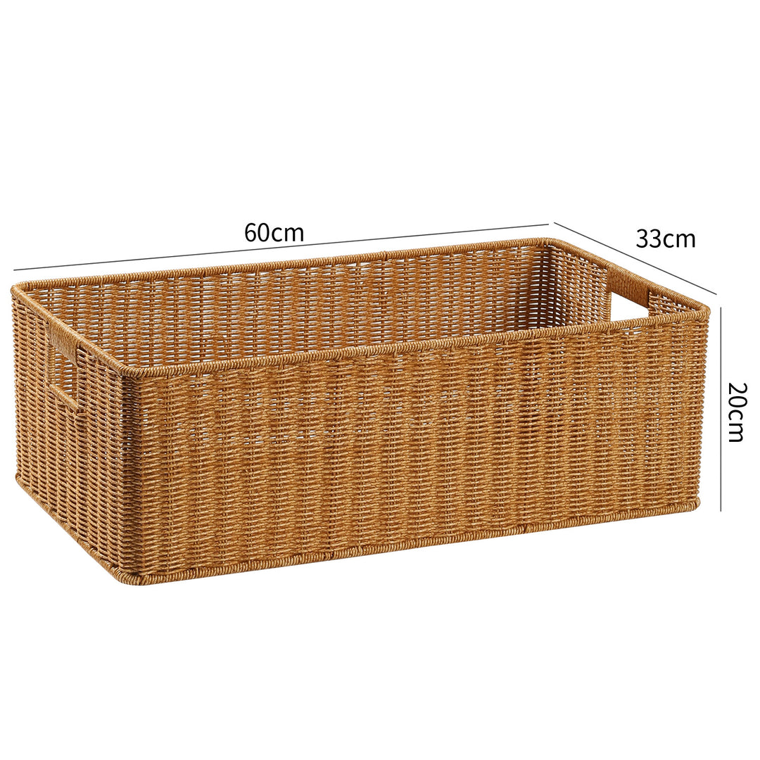 Handwoven Rectangular Storage Basket with Cut-Out Handles Bowlift