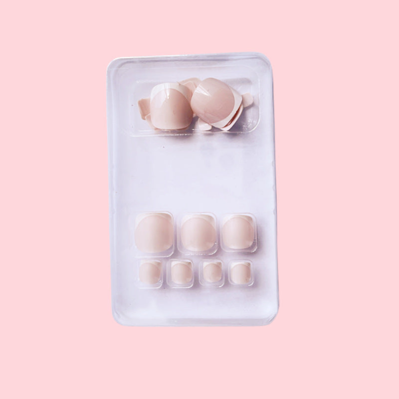 Premium French Tip Press-On Toe Nails Bowlift