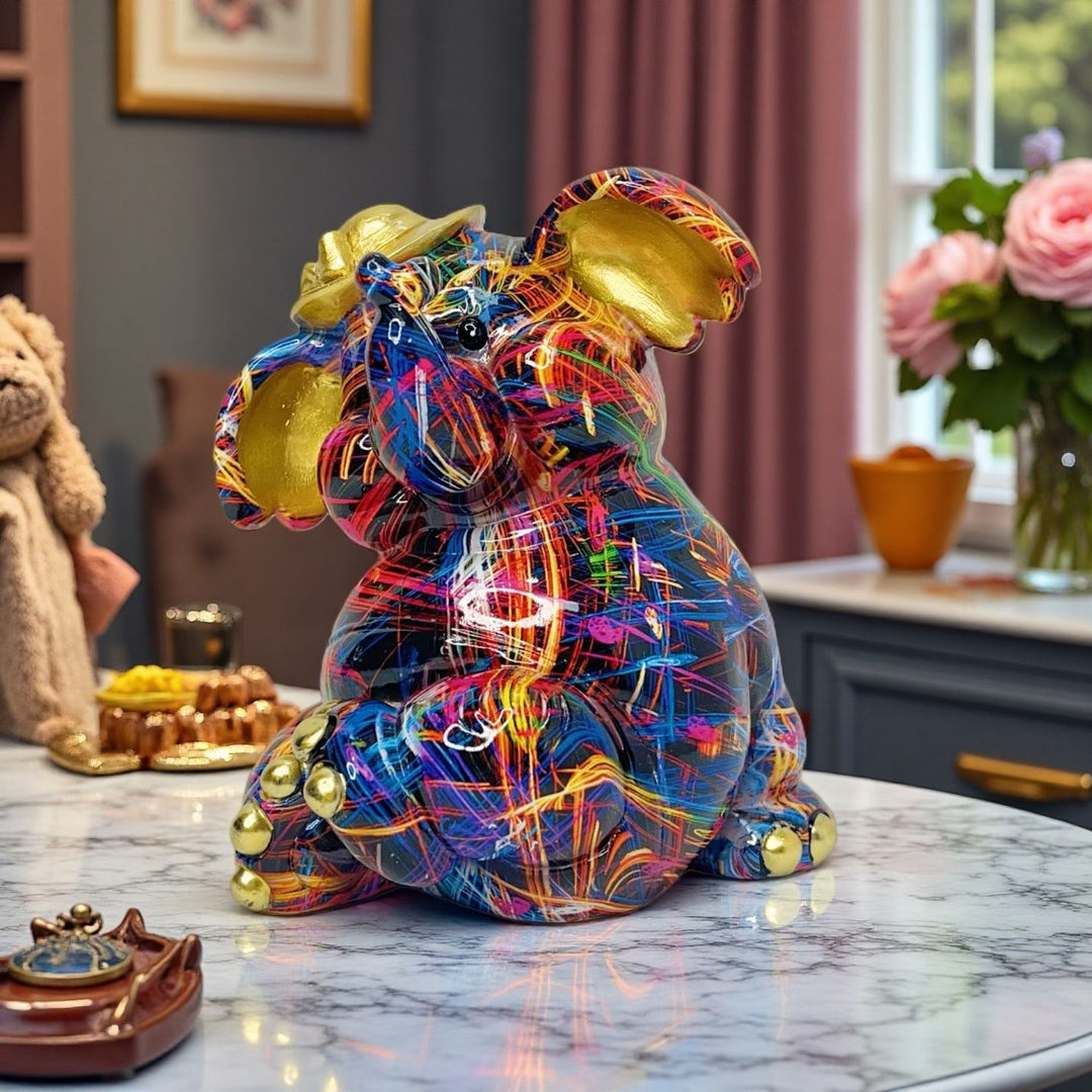 Artistic elephant figure with football motif Bowlift