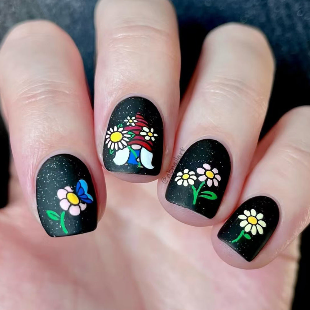 Artistic Floral-Themed Press-On Nail Art Bowlift