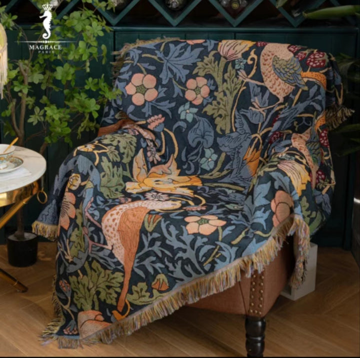 Artistic Botanical Woven Throw Blanket