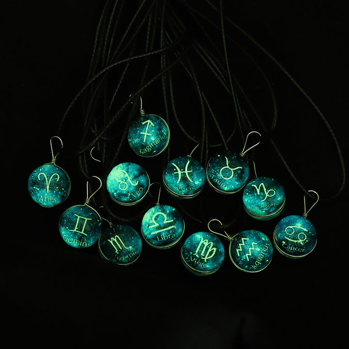 Zodiac Glass Dome Pendant Necklace on Braided Cord Bowlift