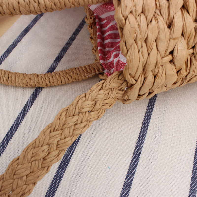 Basket bag with crocheted cherry design Bowlift