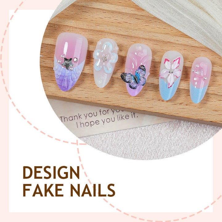 Creative nail art set with floral and butterfly motifs Bowlift