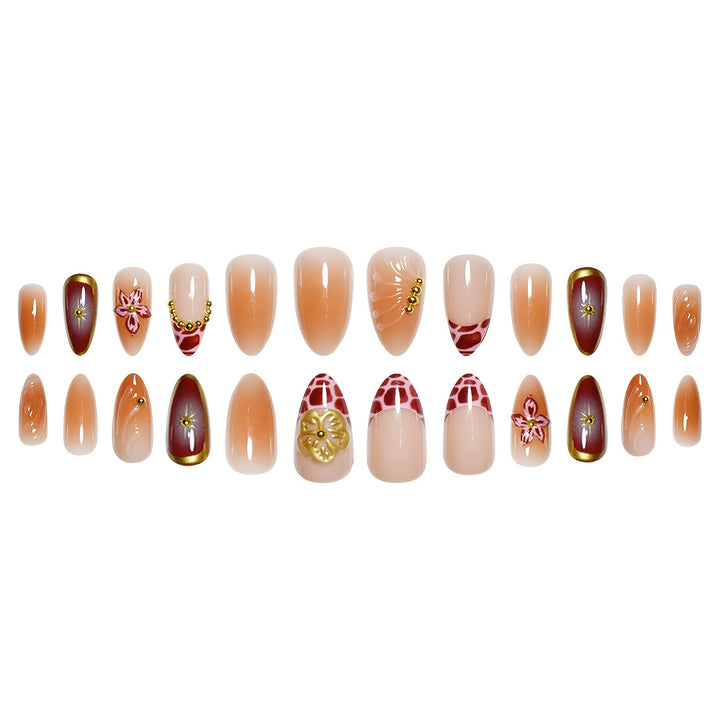 Artistic Stiletto Press-On Nails with Floral and Star Designs Bowlift