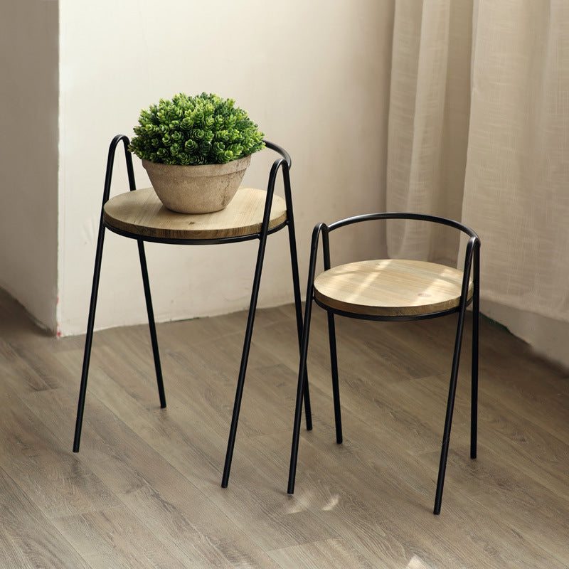 Modern stool with wooden seat and metal frame Bowlift