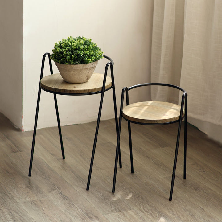 Modern stool with wooden seat and metal frame Bowlift