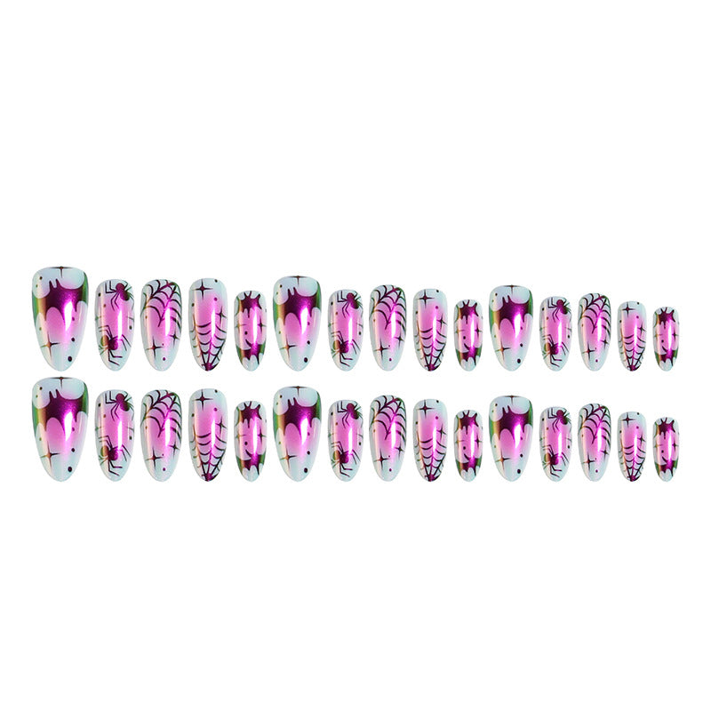 Creative nail art set with creepy spider design and colorful pattern Bowlift