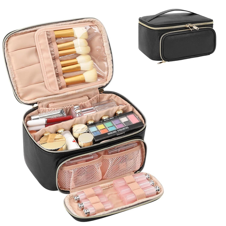 Cosmetic Organizer with Compartments and Mirror Bowlift