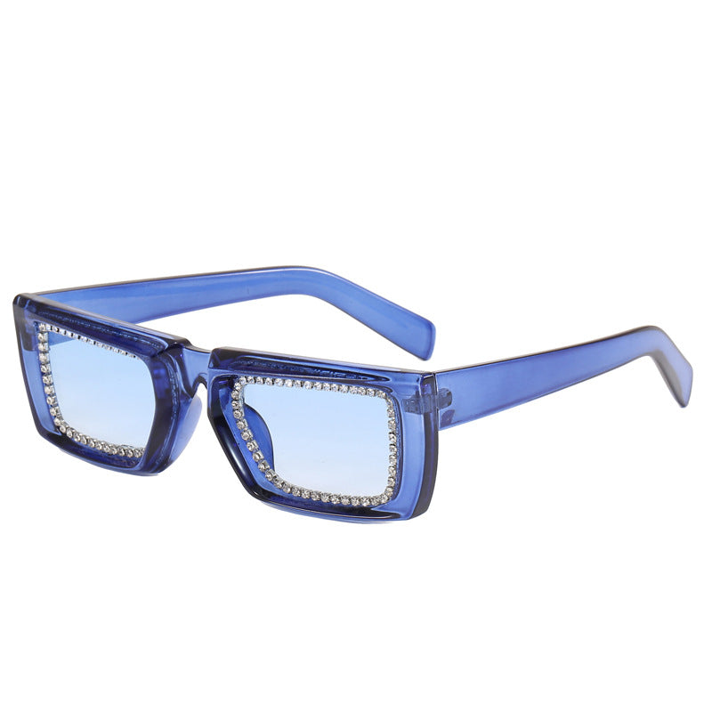 Women extravagant square sunglasses with glittering frame Bowlift