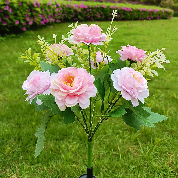 Solar-Powered Realistic Peony Garden Stake With Integrated Warm LED And Weatherproof Base Bowlift
