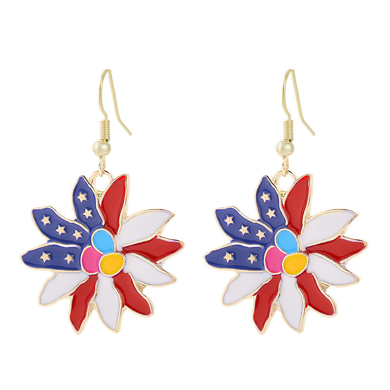 Women's nan patriotic horseshoe enamel dangle earrings with star-accented design and fishhook findings Bowlift