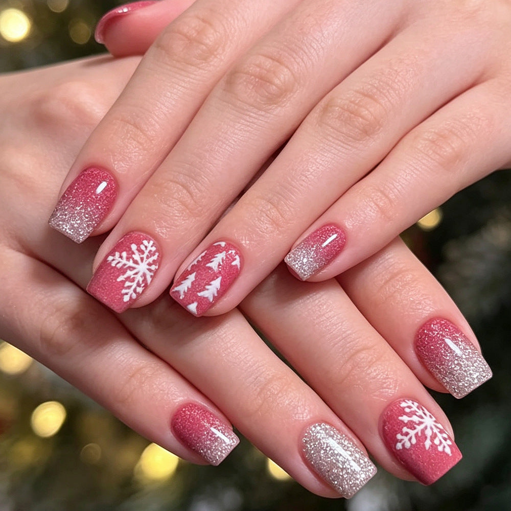 Festive Holiday Press-On Nail Art Bowlift